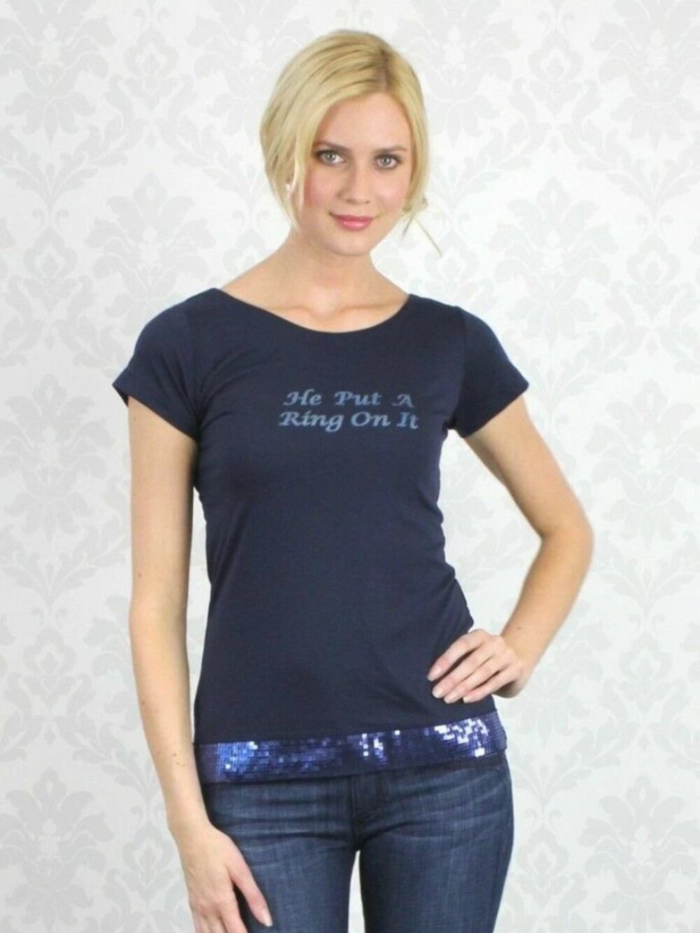 Nina VIXEN He Put a Ring On It Wedding Shirt Bachelorette Gift Bride Top Tee New